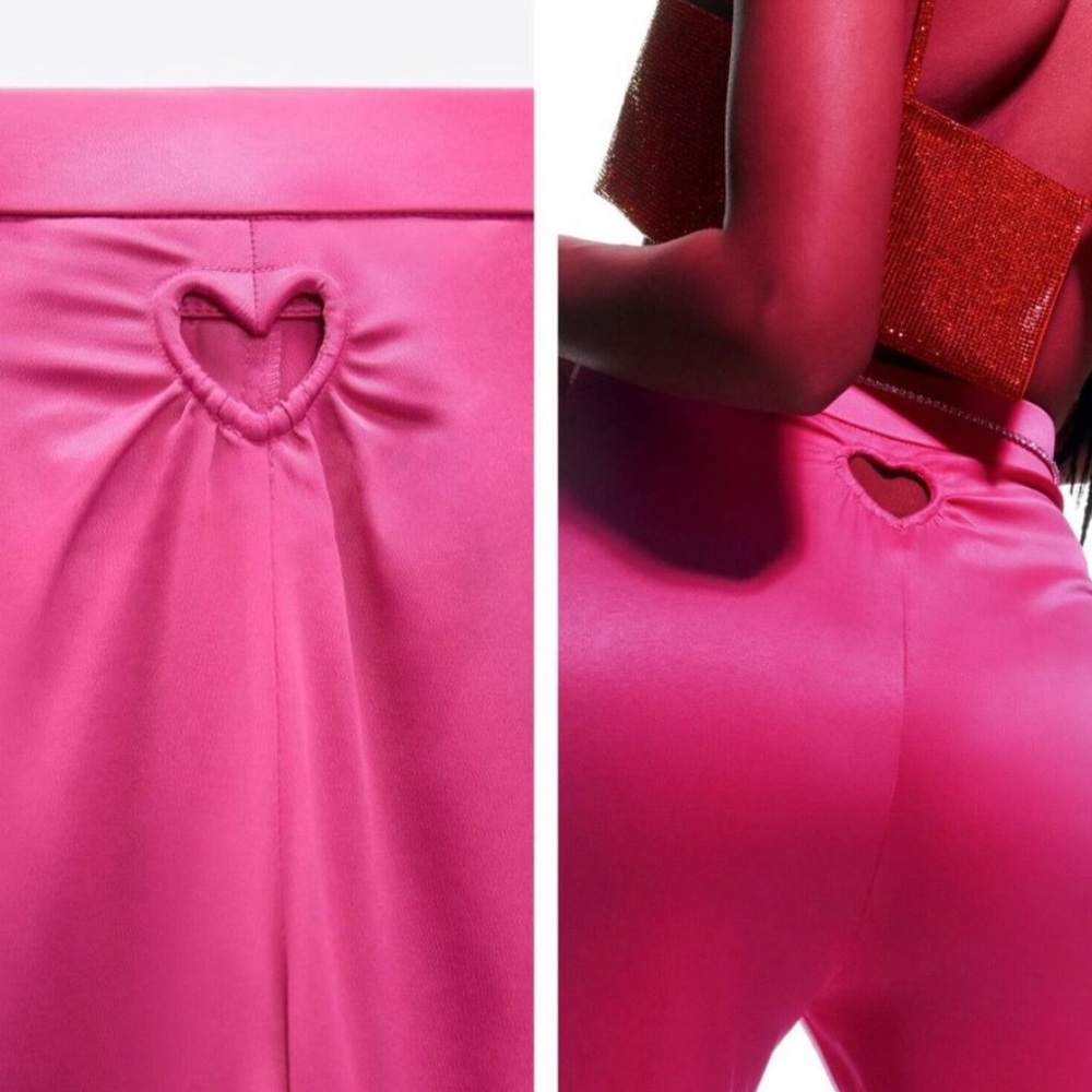 Zara limited edition heart cut out satin pants